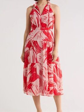 Sleeveless Tiered Chiffon Midi Dress